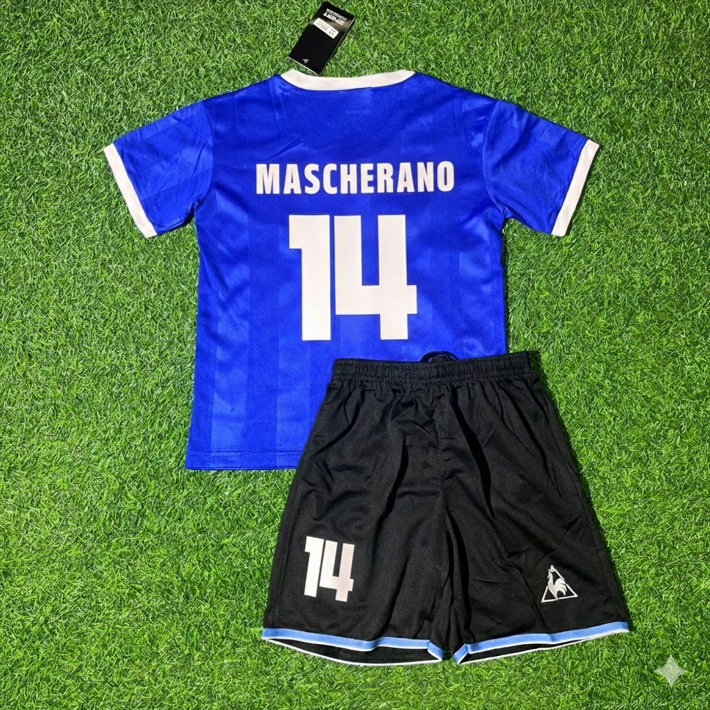 Javier Mascherano 14- Argentina Blue Kids Retro Football Jersey Kit