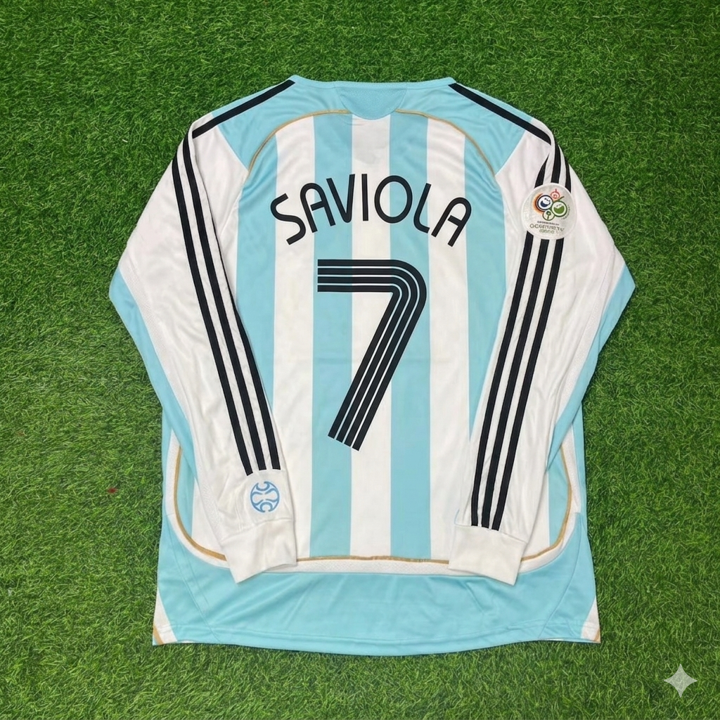 Argentina 2006 World Cup Long Sleeve Retro Football Jersey – Javier Saviola 7