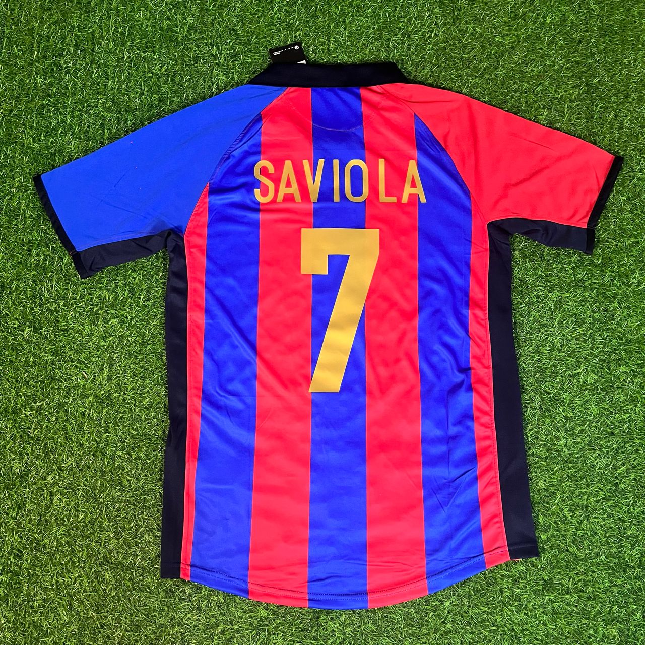 Javier Saviola 7 – Barcelona 2001/2002 Home Retro Kit Jersey Trikot Maillot Soccer Shirt