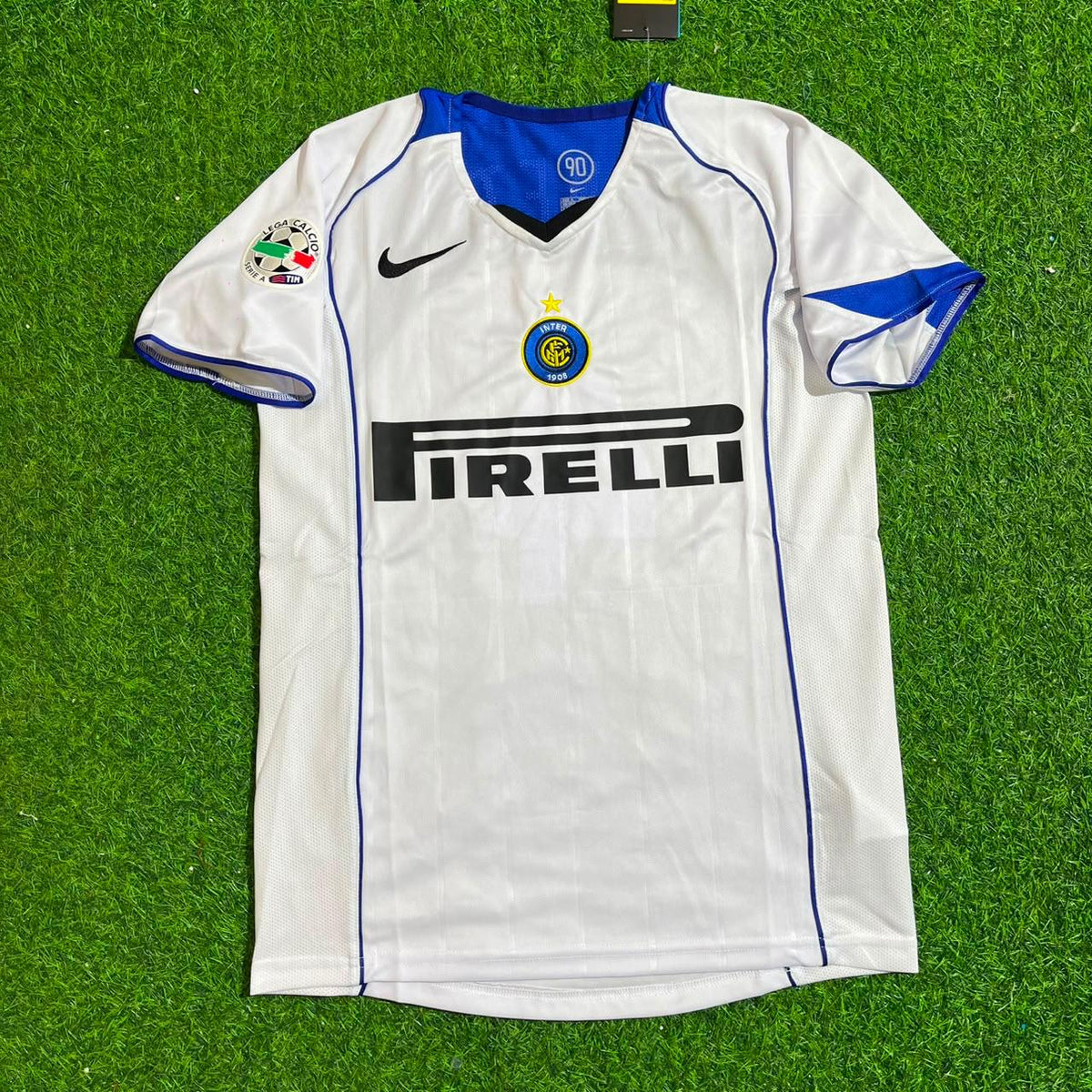 Camiseta de fútbol retro blanca del Inter de Milán 2004-2005 de Javier Zanetti