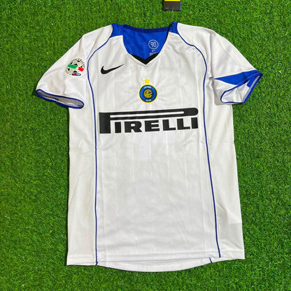 Camiseta de fútbol retro blanca del Inter de Milán 2004-2005 de Javier Zanetti