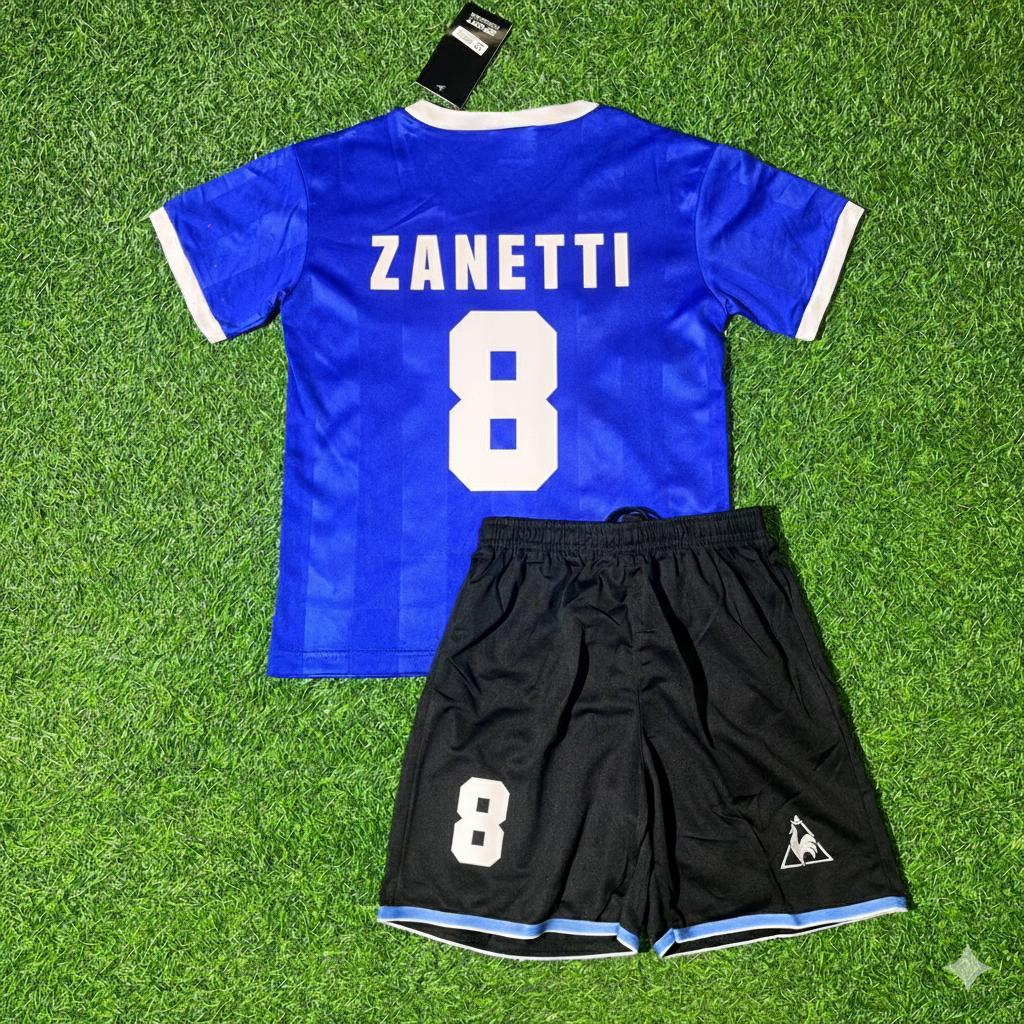 Javier Zanetti 8- Argentinien Blau Kinder Retro Fußball Trikot Set