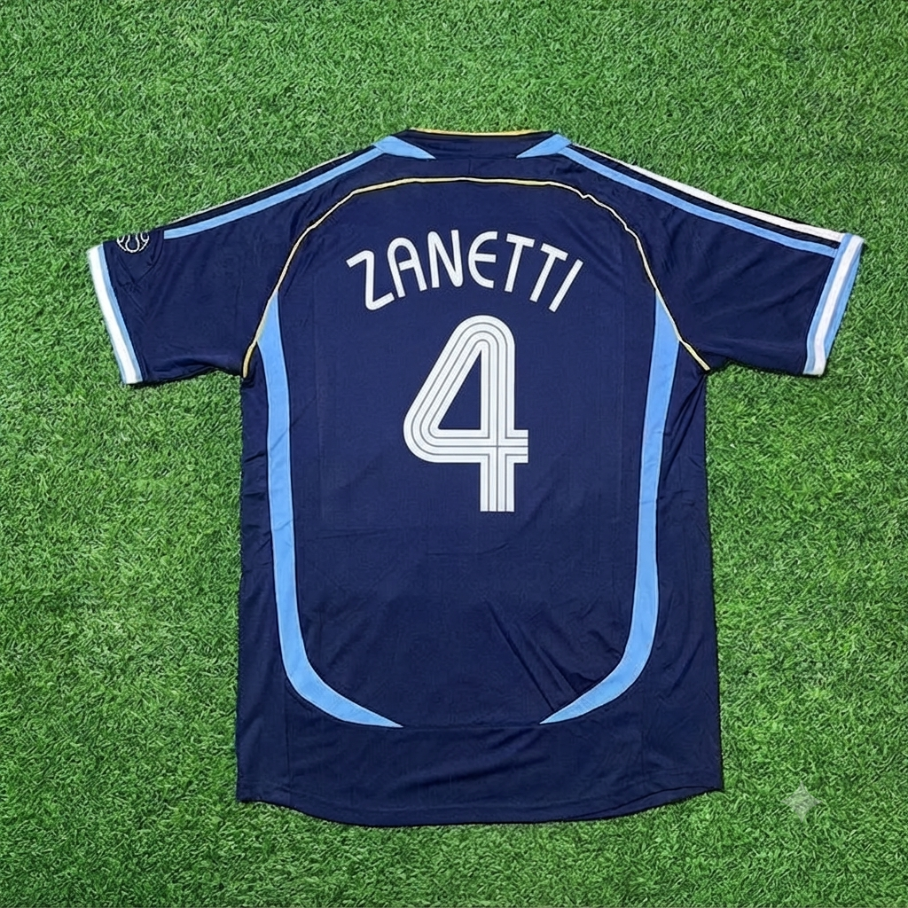 Argentina 2006 World Cup Dark Blue Home Retro Football Jersey – Javier Zanetti 4