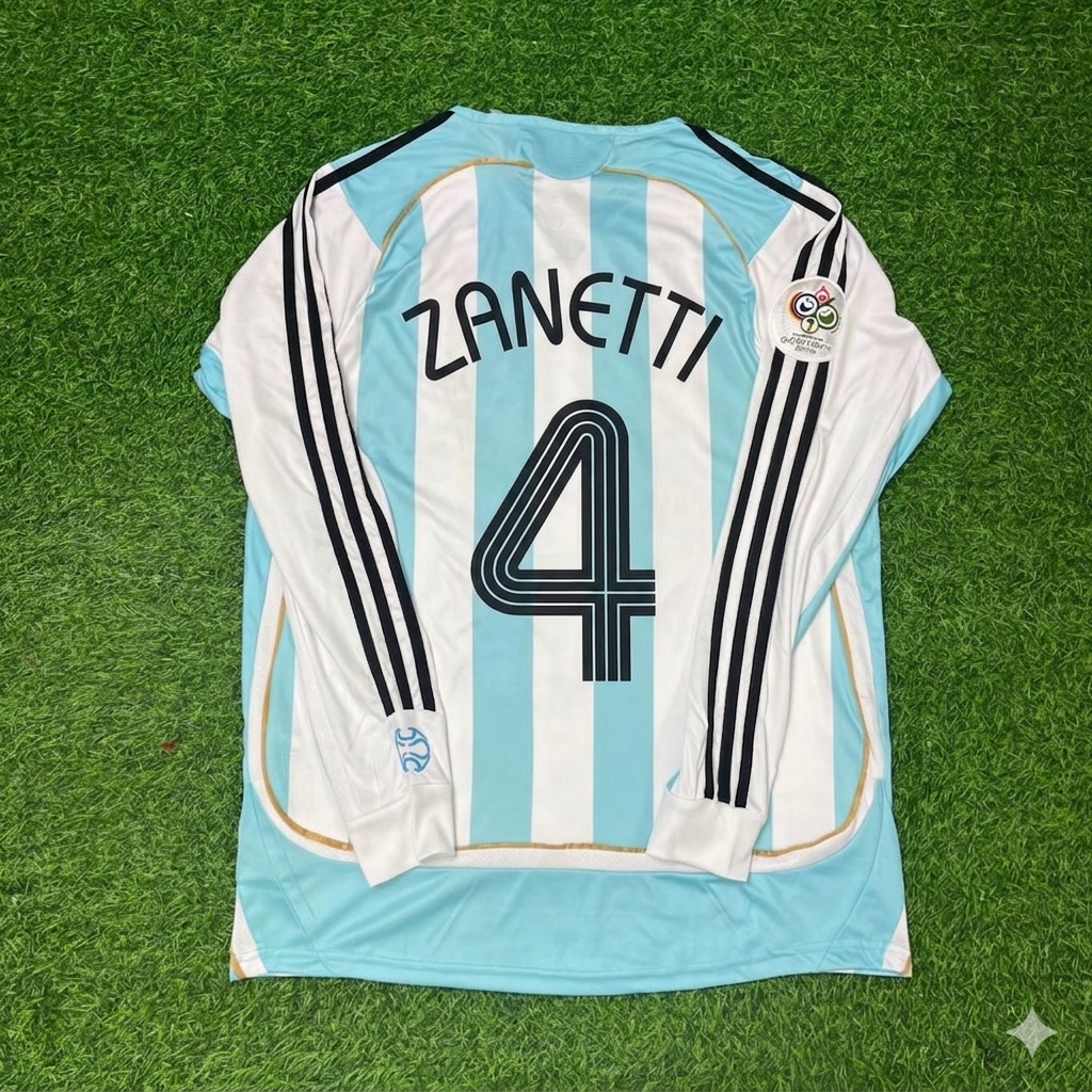 Argentinien WM 2006 Langarm Retro Fußballtrikot – Javier Zanetti 4