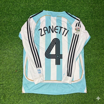 Argentinien WM 2006 Langarm Retro Fußballtrikot – Javier Zanetti 4