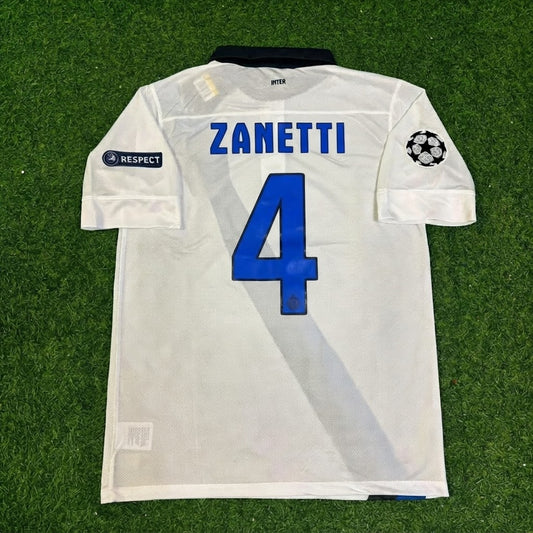 Javier Zanetti #4 Inter 2011/2012 Weißes Auswärtstrikot Maillot Maglia Soccer Shirt