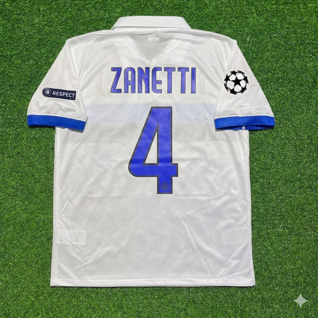 Maillot de football rétro blanc Inter 2009/2010 Javier Zanetti