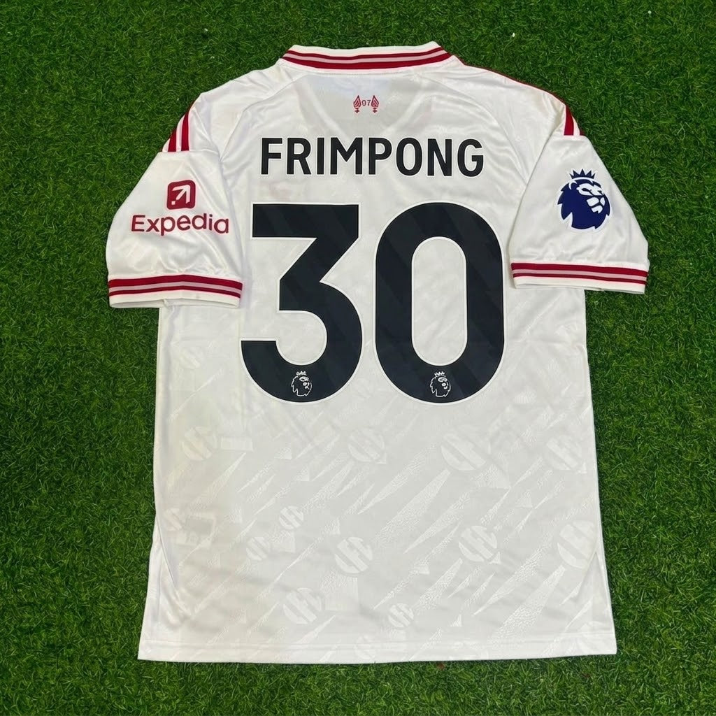 Jeremie Frimpong #30 Liverpool Neue Saison 2027 Weißes Auswärtstrikot-Set