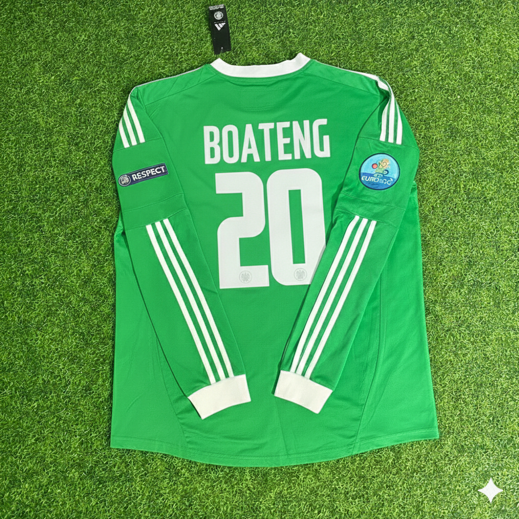 Deutschland 2012 EURO Langarm-Retro-Fußballtrikot in Grün – Jerome Boateng