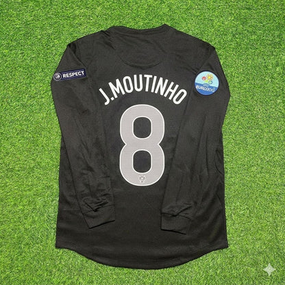 Joao Moutinho #8 Portugal EM 2012 Auswärtstrikot Schwarz Langarm Retro Fußballtrikot