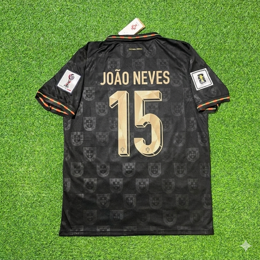 João Neves #15 Portugal 2026 World Cup Black Football Jersey