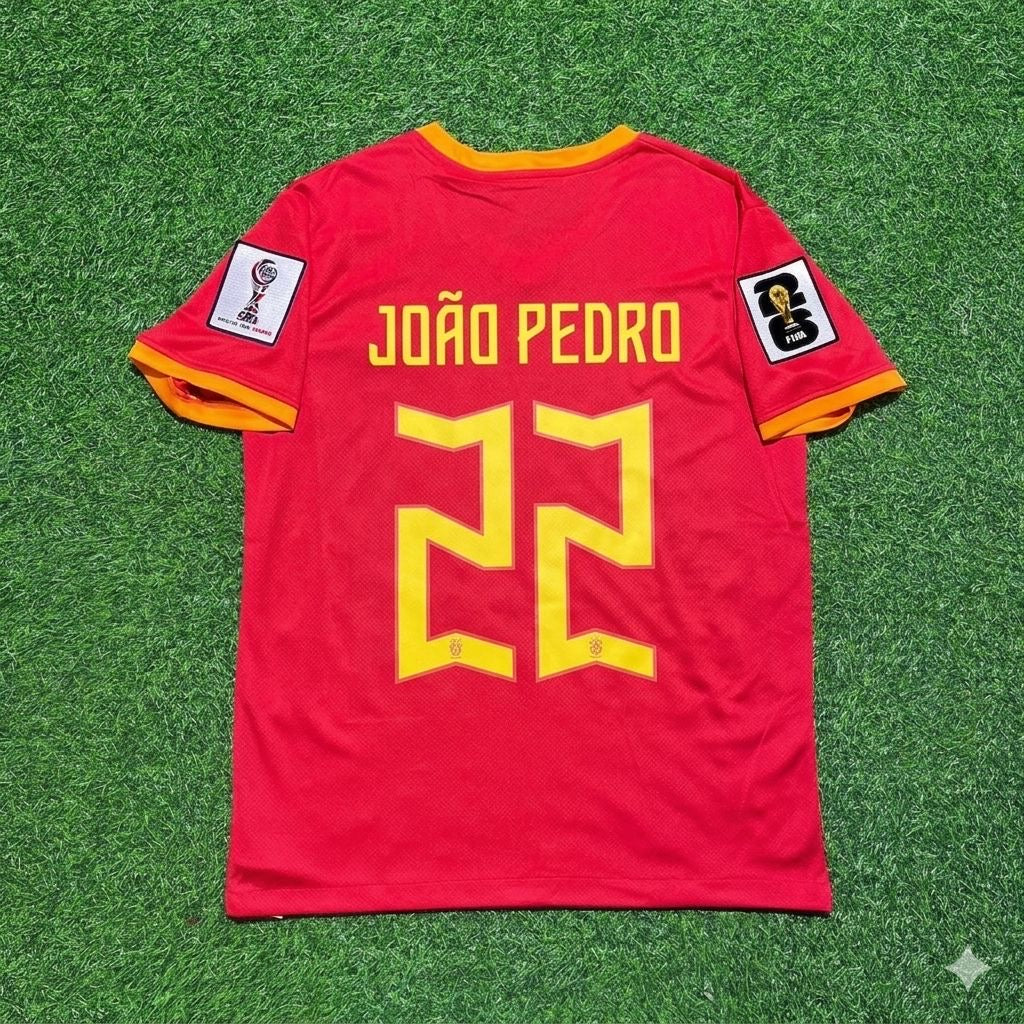 João Pedro 22# Brazil 2026 World Cup Red Jersey Trikot