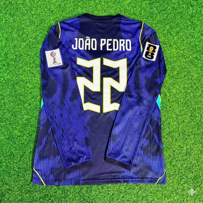 João Pedro 22# Brazil 2026 World Cup Sleeve Blue Away Jersey Trikot
