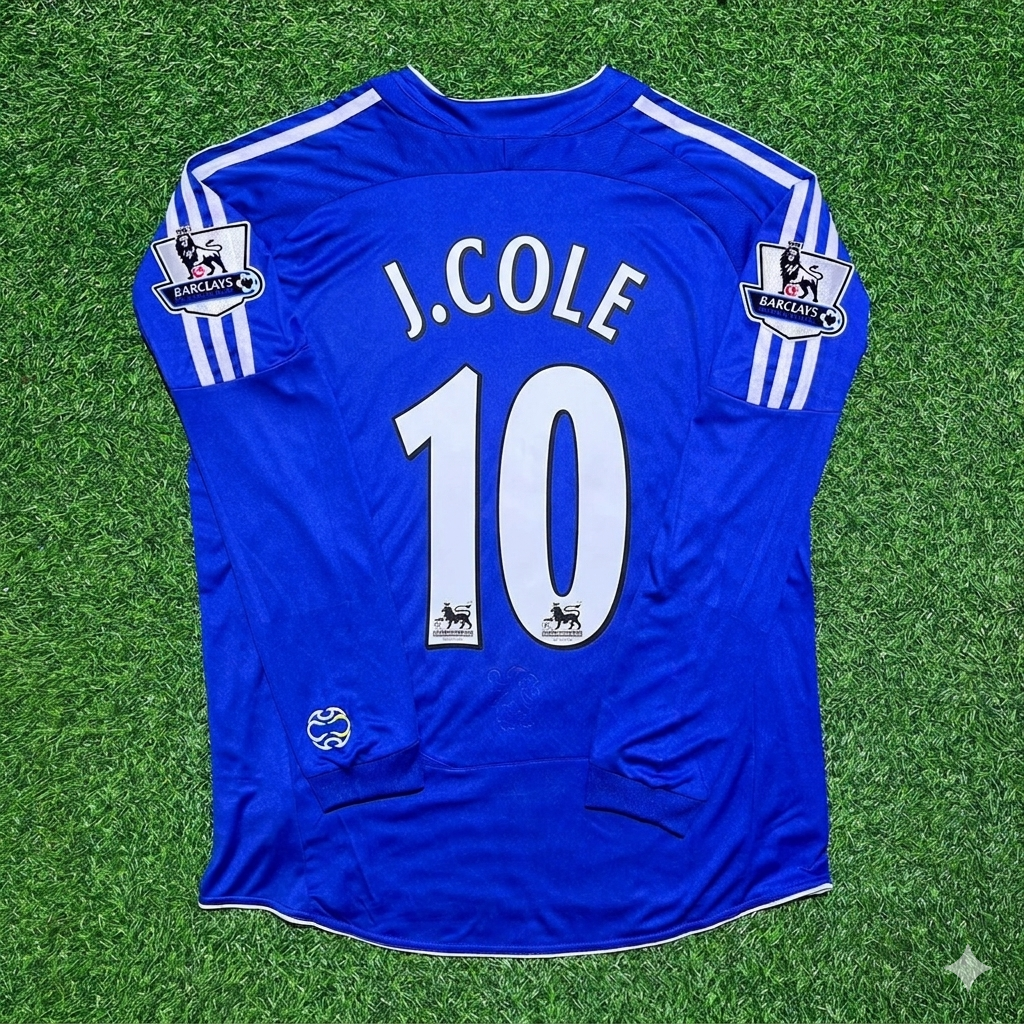 Camiseta de fútbol Chelsea 2006/08 de manga larga con parche de la EPL – Joe Cole 10