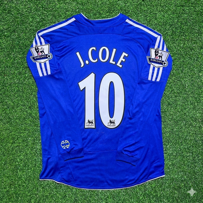 Camiseta de fútbol Chelsea 2006/08 de manga larga con parche de la EPL – Joe Cole 10