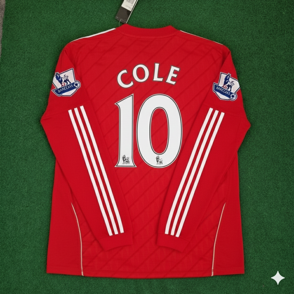 Liverpool 2010/12 Langarm-Retro-Trikot in Rot – Joe Cole