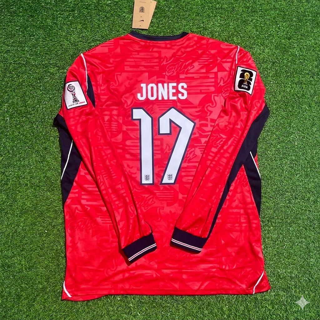 Curtis Jones England 2026 World Cup Away Red Long Sleeve Football Jersey