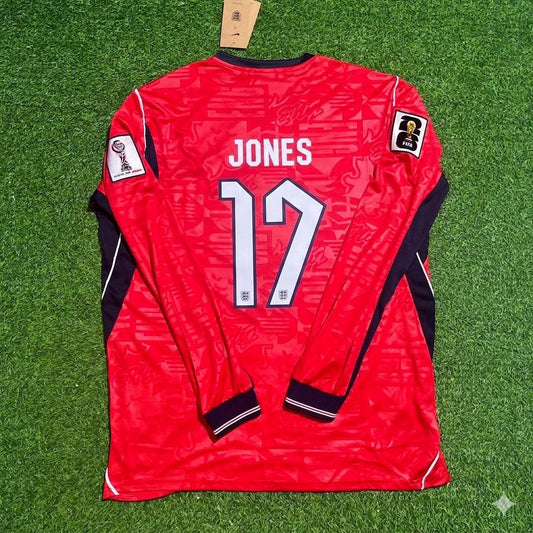 Curtis Jones England 2026 World Cup Away Red Long Sleeve Football Jersey