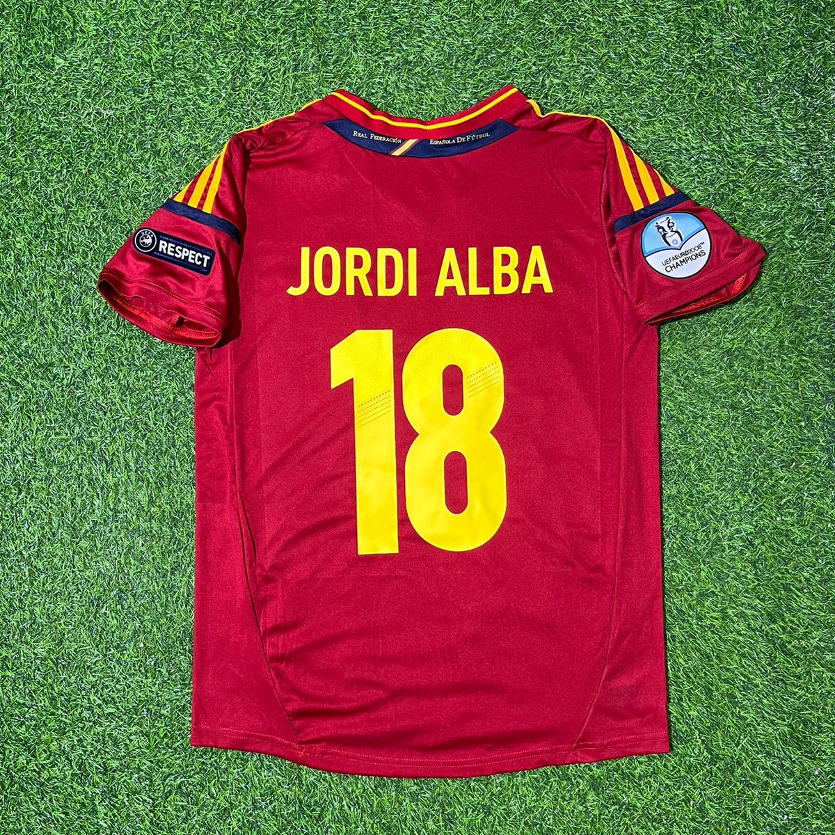 Jordi Alba Spain EURO 2012 Final Retro Football Jersey Kit