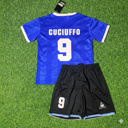 José Luis Cuciuffo 9- Argentina 1986 World Cup Final Blue Kids Retro Football Jersey Kit