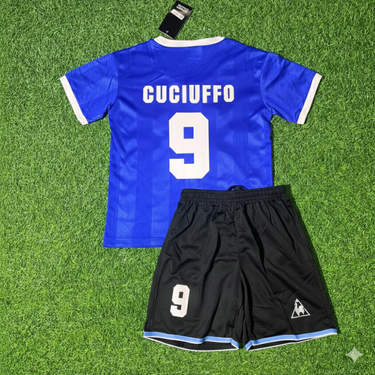 José Luis Cuciuffo 9- Argentina 1986 World Cup Final Blue Kids Retro Football Jersey Kit