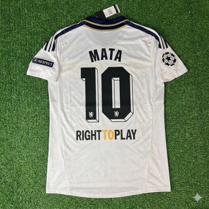Chelsea 2011/12 Champions-League Weiß-Gelbes Retro-Trikot – Juan Mata 10