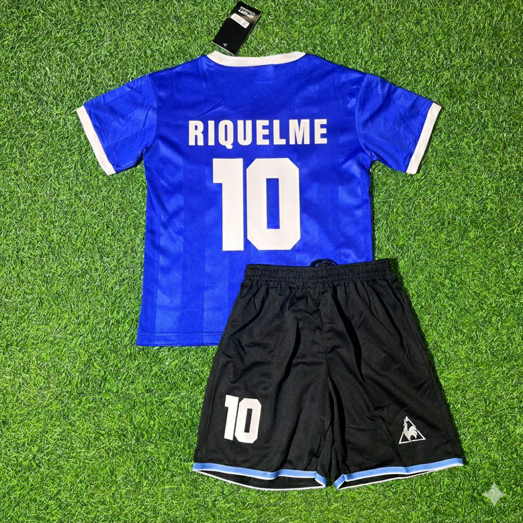 Juan Román Riquelme 10- Argentina Blue Kids Retro Football Jersey Kit