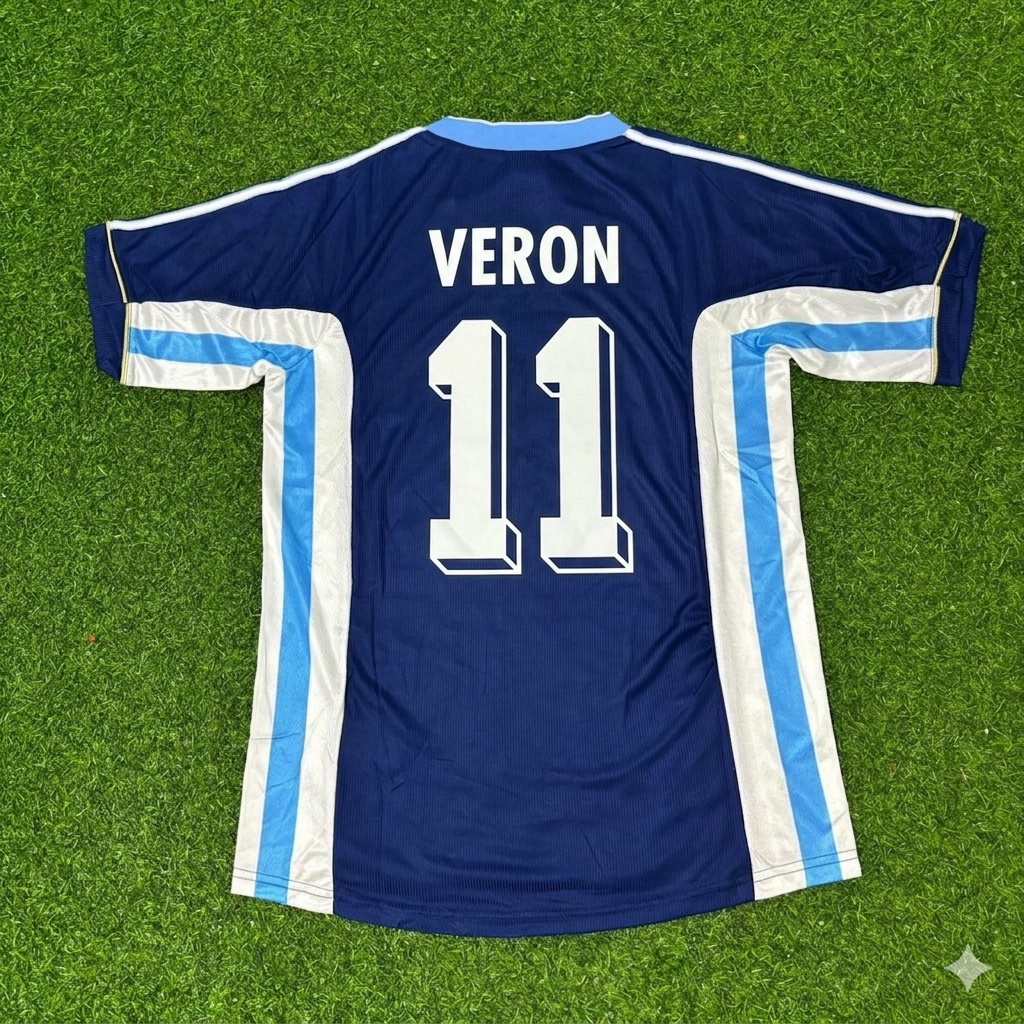 Juan Sebastián Verón #11 Argentina 1998 World Cup Blue Retro Football Jersey