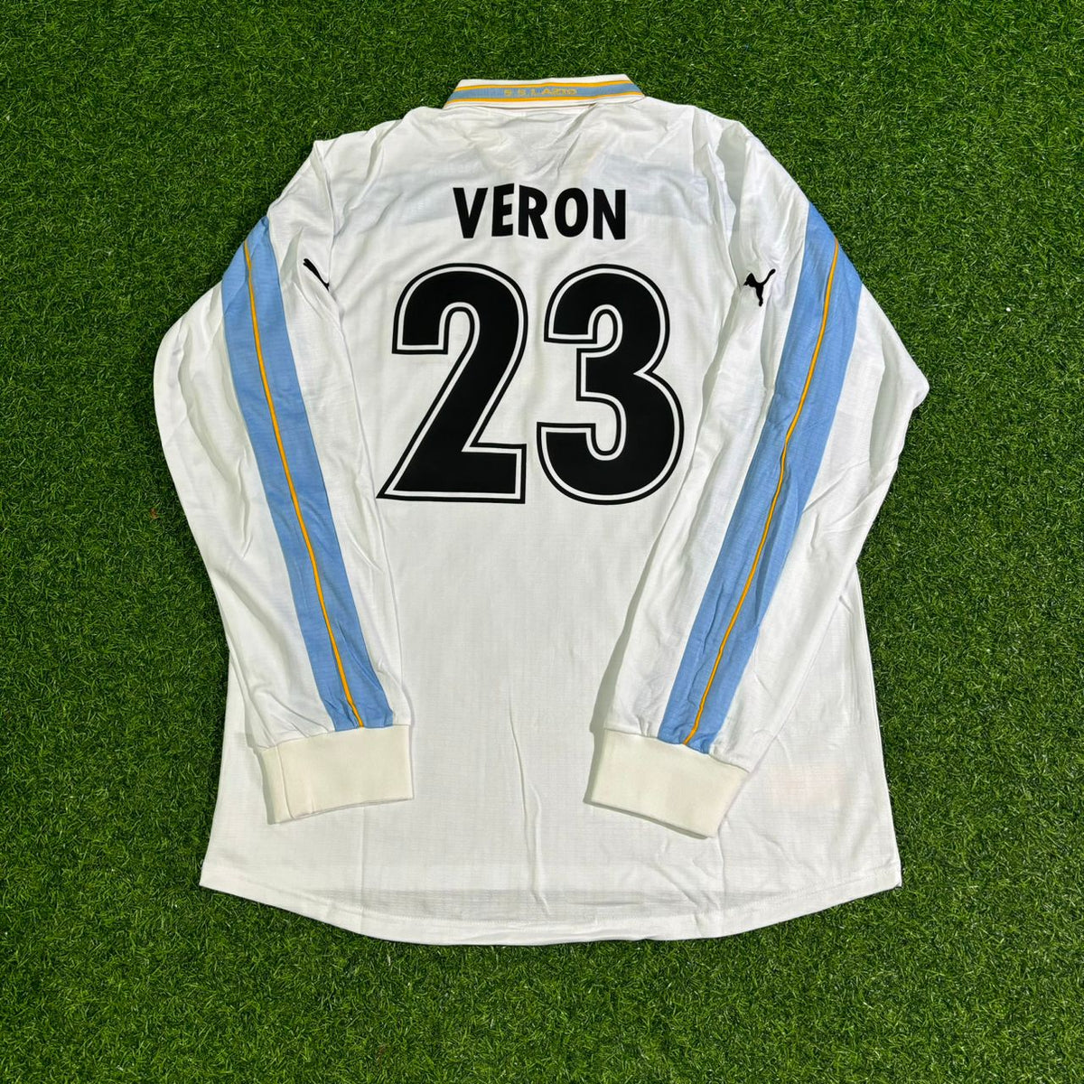 Juan Sebastian Veron Lazio 1999 2000 White Long Sleeve Retro Football Jersey Kit