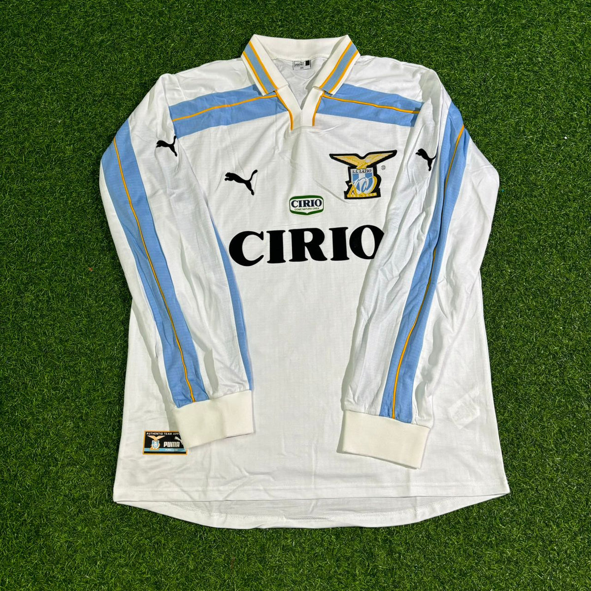 Juan Sebastian Veron Lazio 1999 2000 White Long Sleeve Retro Football Jersey Kit