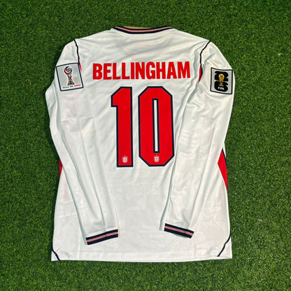 Jude Bellingham #10 England 2026 World Cup Home White Long Sleeve Jersey