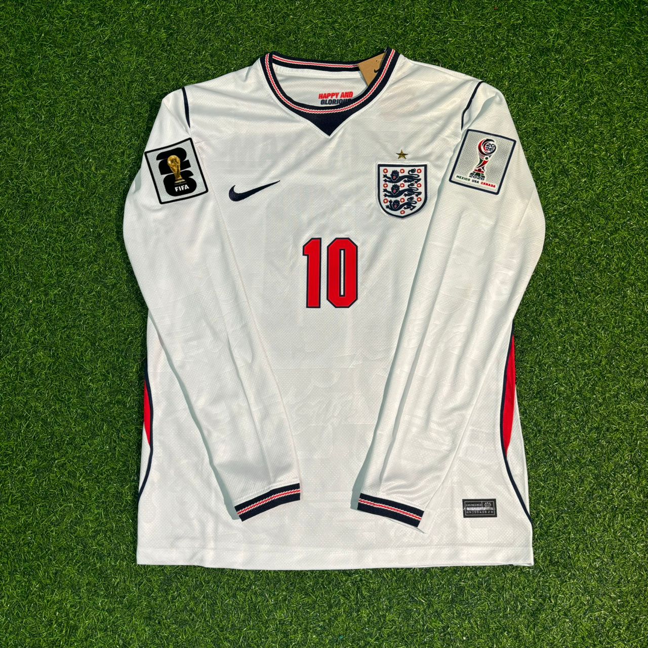 Jude Bellingham #10 England 2026 World Cup Home White Long Sleeve Jersey