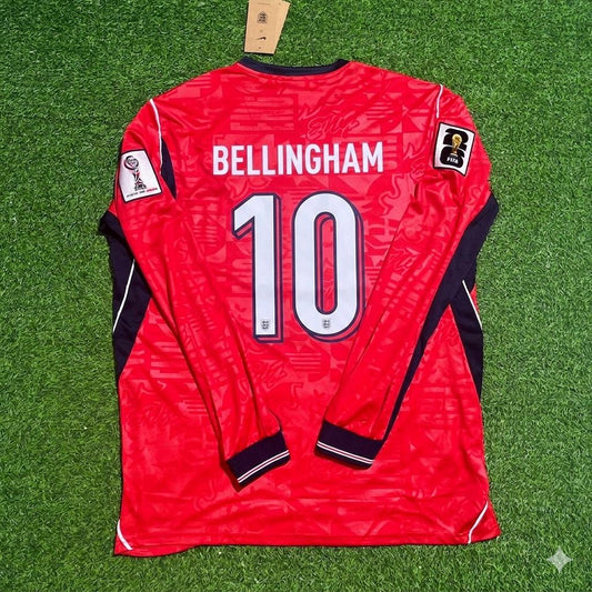 Jude Bellingham England 2026 World Cup Away Red Long Sleeve Football Jersey