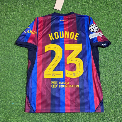 Jules Kounde #23 Barcelona 2027 New Season Champions League Patch Home Jersey Trikot Maillot Soccer Shirt