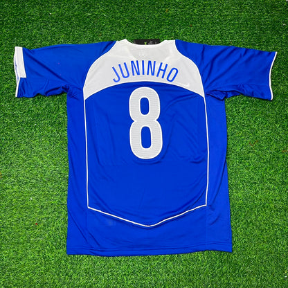 Maillot de football rétro bleu Brésil 2004 Juninho Pernambucano