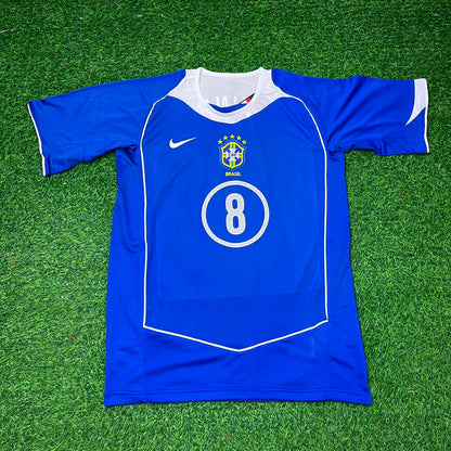 Maillot de football rétro bleu Brésil 2004 Juninho Pernambucano