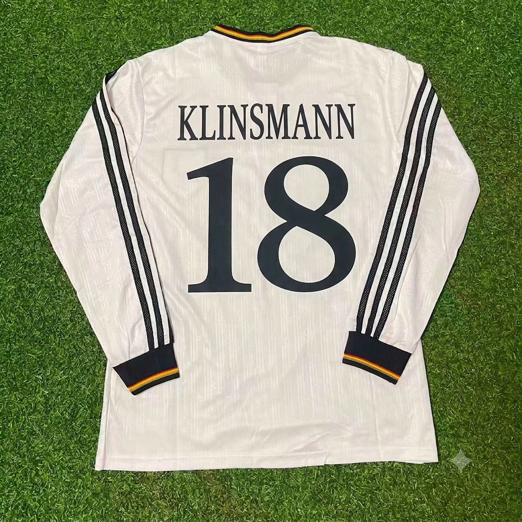 Germany 1996 EURO Final Home Long Sleeve Retro Football Jersey – Jurgen Klinsmann 18