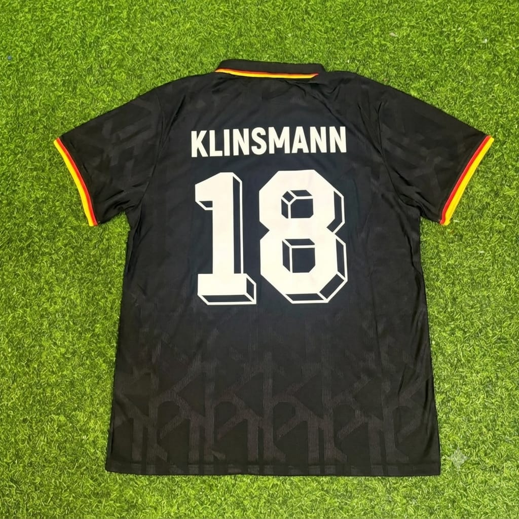 Maillot commémoratif rétro polo noir Jürgen Klinsmann Allemagne