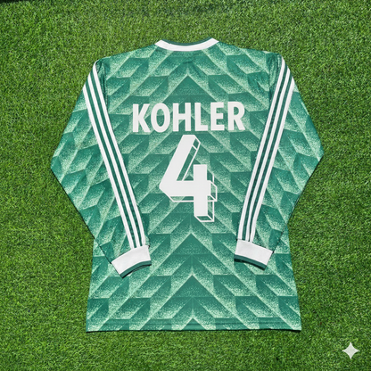 Jürgen Kohler Germany 1990 World Cup Green Long Sleeve Football Jersey