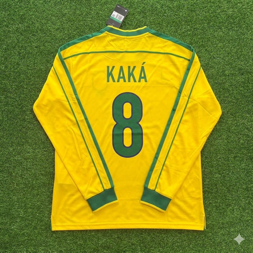 Kaká #8- Brasilien Langarm Retro Fußball Trikot Shirt