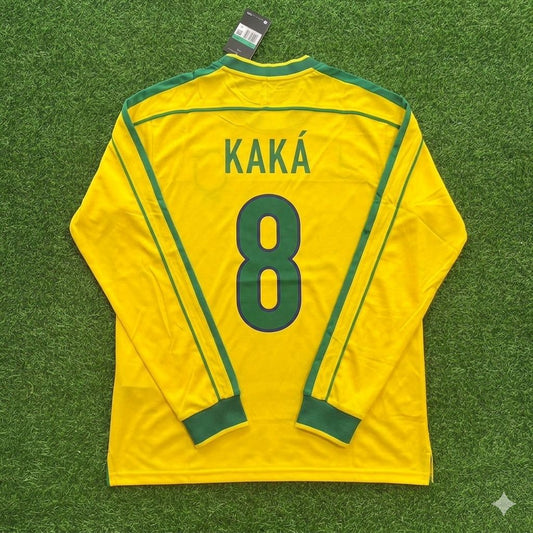Kaka’ #8- Brazil Long Sleeve Retro Football Kit Jersey Trikot Maillot Shirt