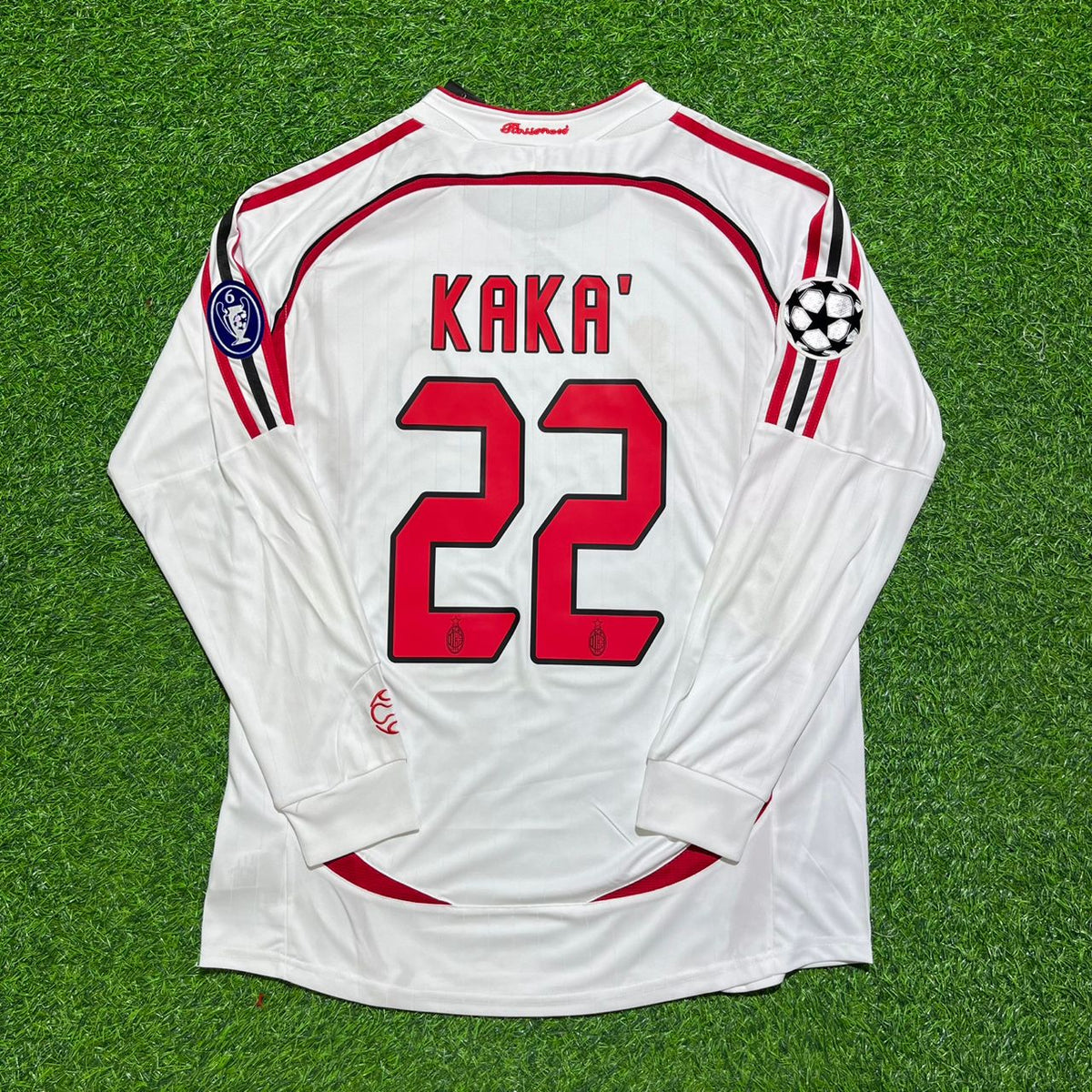 AC Milan 2007 Champions League Final Away White Long Sleeve Retro Jersey – Kaka 22