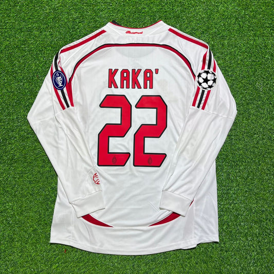 AC Milan 2007 Champions League Final Away White Long Sleeve Retro Jersey – Kaka 22