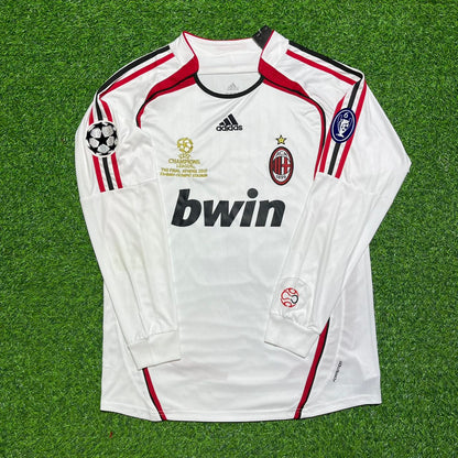 AC Milan 2007 Champions League Final Away White Long Sleeve Retro Jersey – Kaka 22