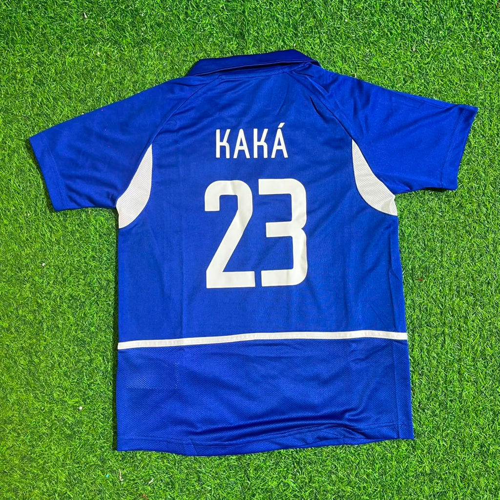 Kaka Leite Brazil 2002 World Cup Away Kids Kit – Kit Jersey for Children – | KinderTrikot | Maillot Enfant Soccer Shirt