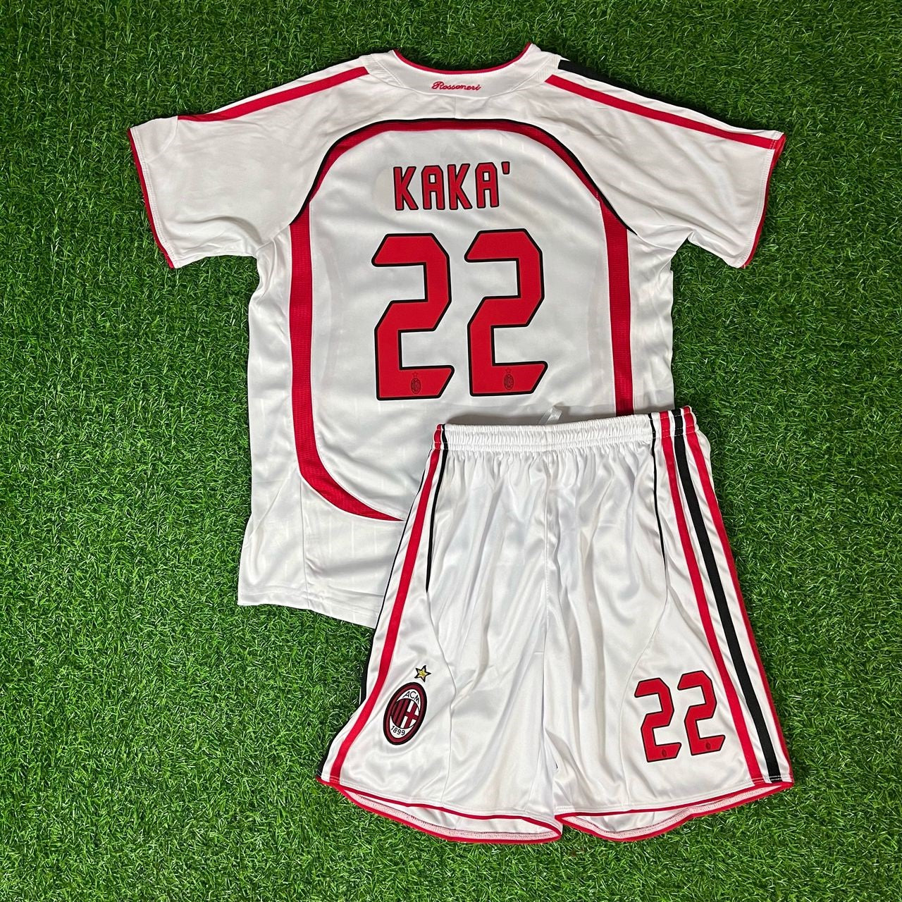 Kaka Leite Milan White Kids Children Set Retro Jersey KinderTrikot Soccer Shirt
