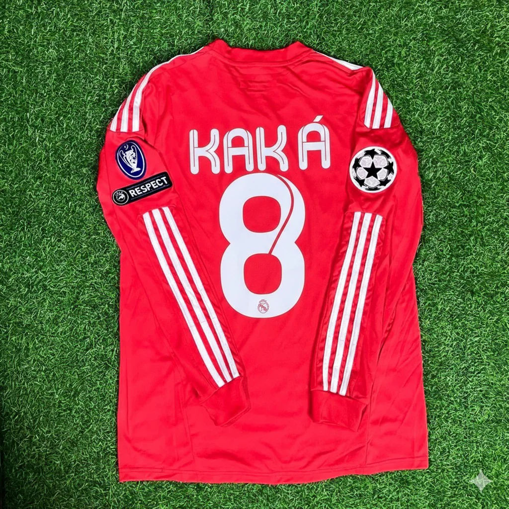Kaka Leite 8- Real Madrid 2011-2012 Red Long Sleeve Jersey Soccer Shirt