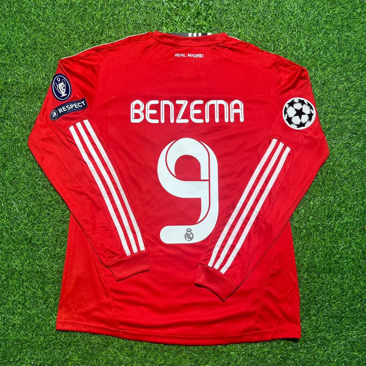 Karim Benzema 9- Real Madrid 2011-2012 Red Long Sleeve Jersey Soccer Shirt