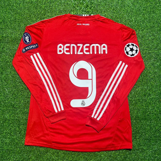 Karim Benzema 9- Real Madrid 2011-2012 Rotes Langarm-Trikot Fußballshirt