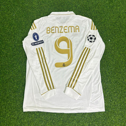 Karim Benzema 9- Real Madrid 2011-2012 White Long Sleeve Jersey Soccer Shirt